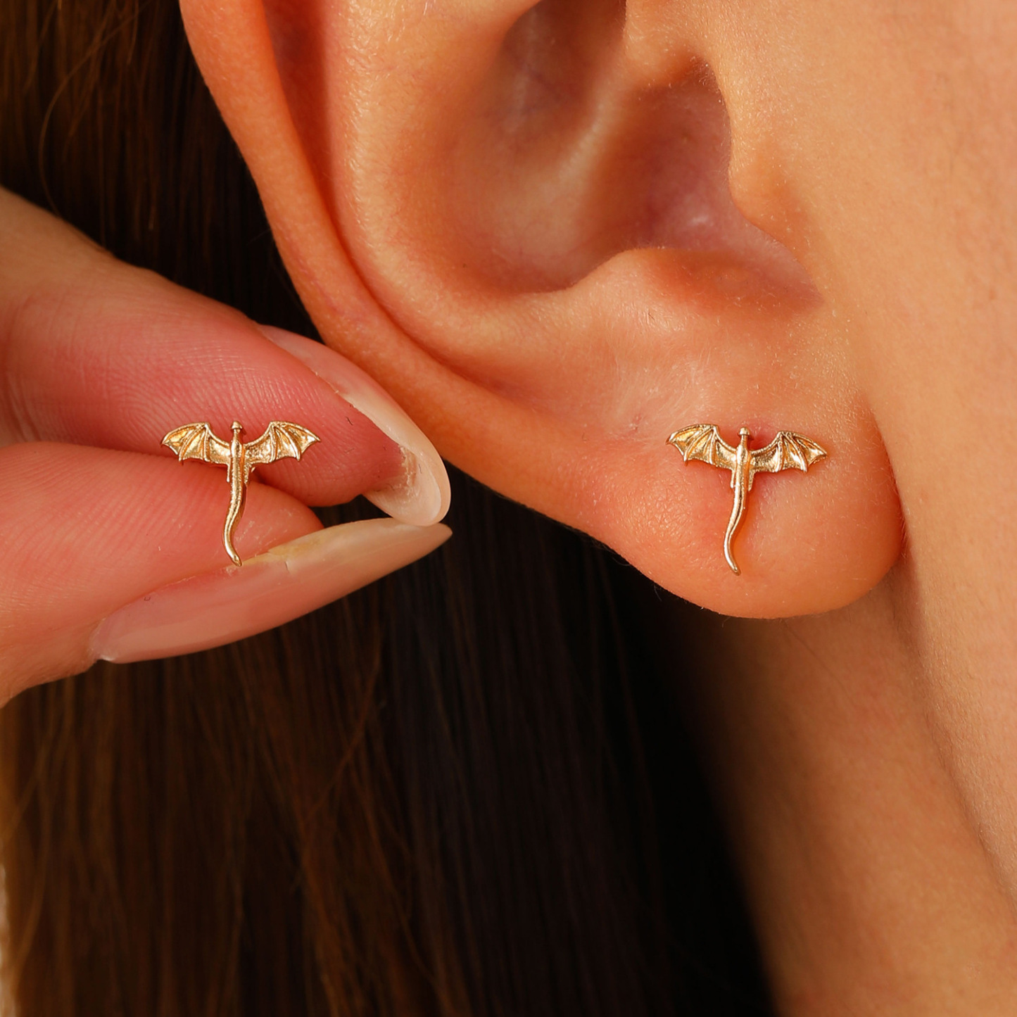 Minimalist Petite Magic Dragon Stud Earrings