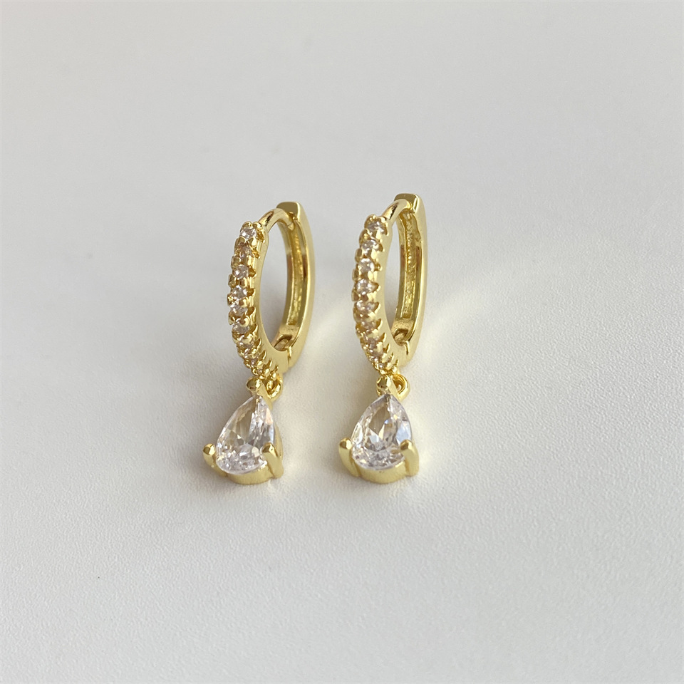 Pave Huggie Hoop Dangle Earrings 