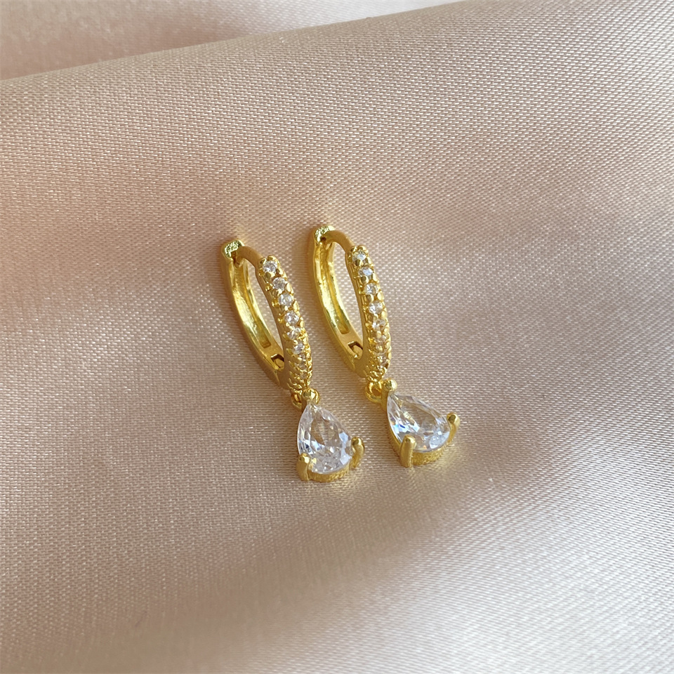 Pave Huggie Hoop Dangle Earrings 