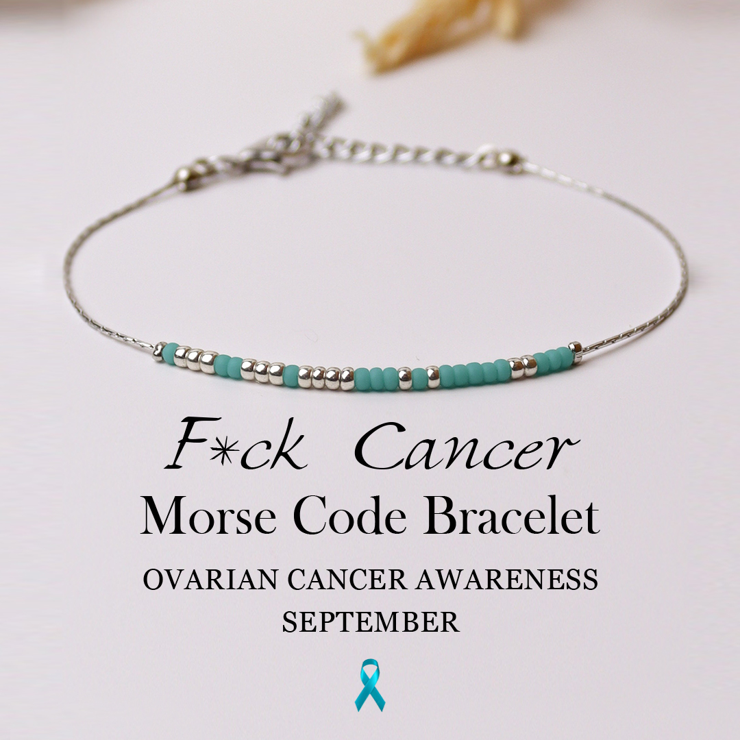 Teal Beaded F❤️ck Cancer Morse Code Bracelet