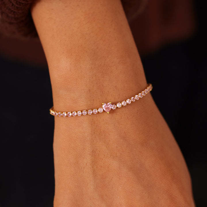 October Birthstone Pavé Heart Bracelet 
