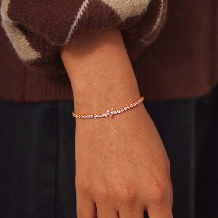October Birthstone Pavé Heart Bracelet 