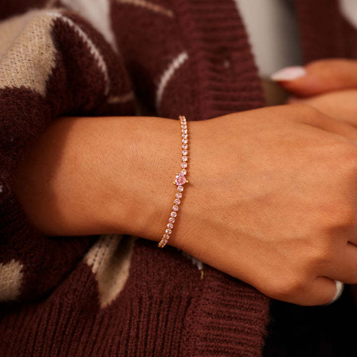 October Birthstone Pavé Heart Bracelet 