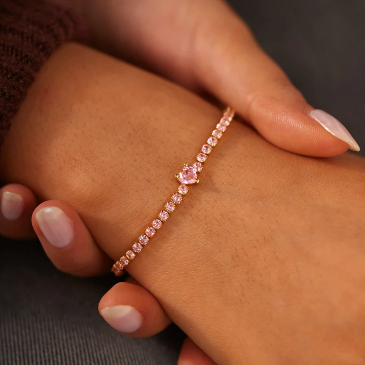 October Birthstone Pavé Heart Bracelet 