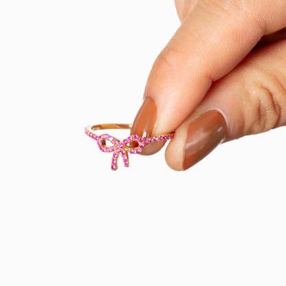 Pink Bow Ring-Gifts For Women 925 Sliver Ring