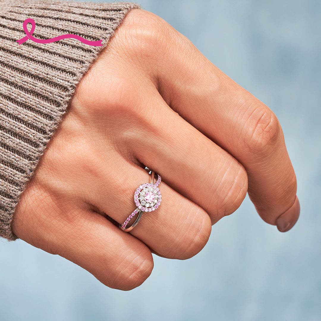 Raise Awareness Of Breast Cancer Keep Going Pink Circle Ring