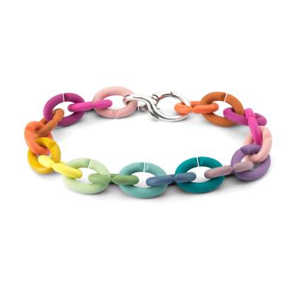 Autism Awareness Rainbow Silver Bracelet