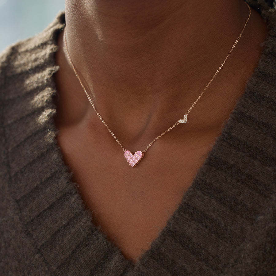 Linked By Hearts Square Hearts Necklace