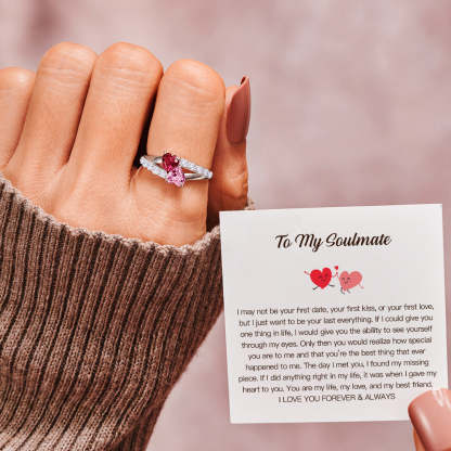  To My Soulmate Birthstone Heart Ring