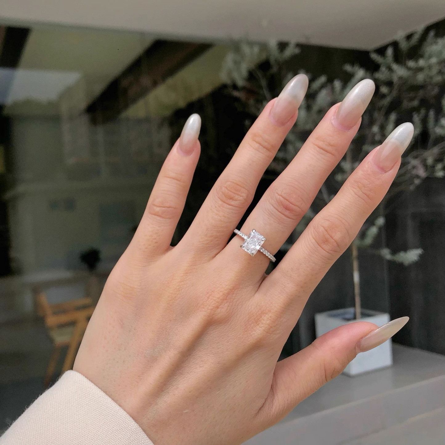 1ct Radiant Cut Moissanite Ring