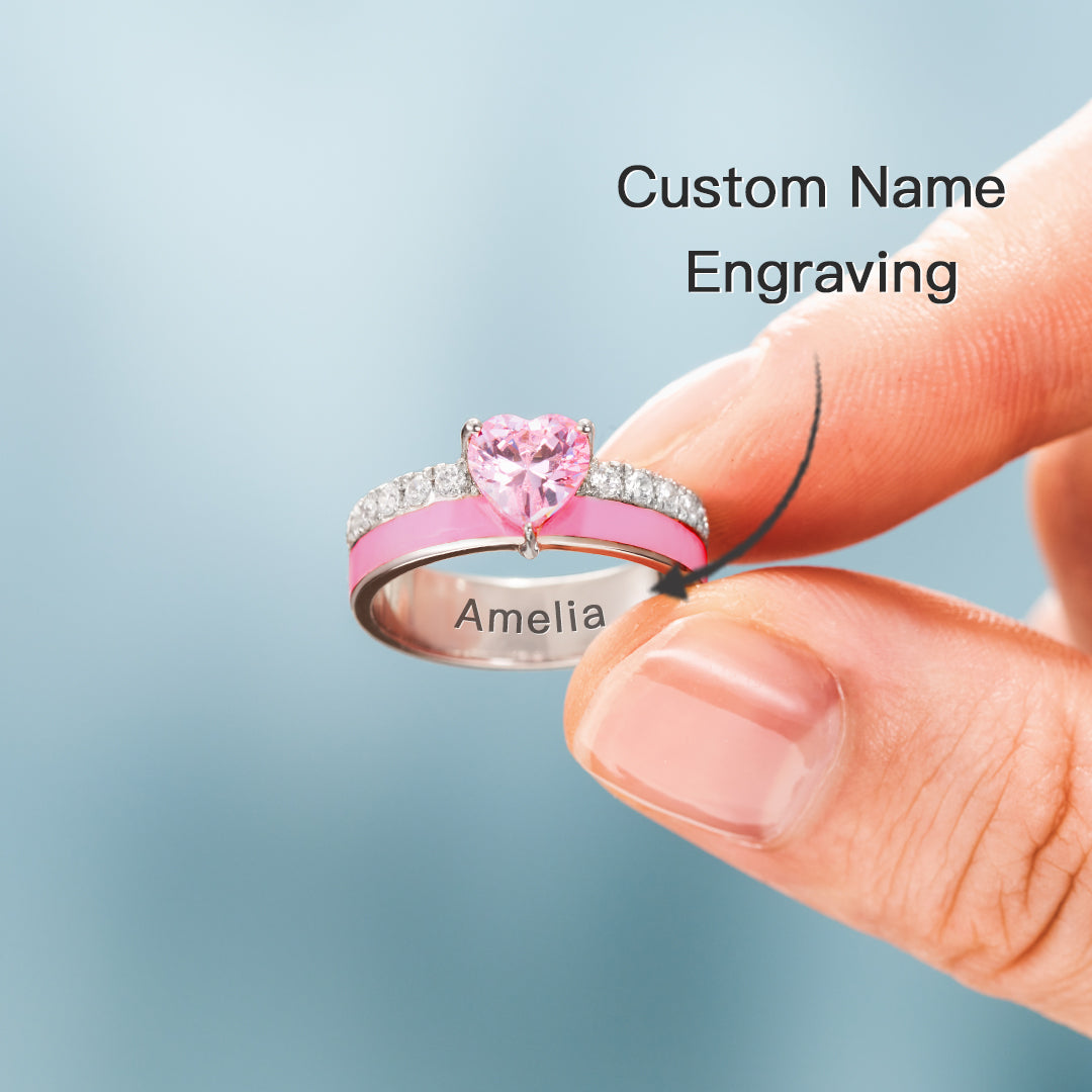 Breast Cancer Awareness And Never Give Up Heart Ring