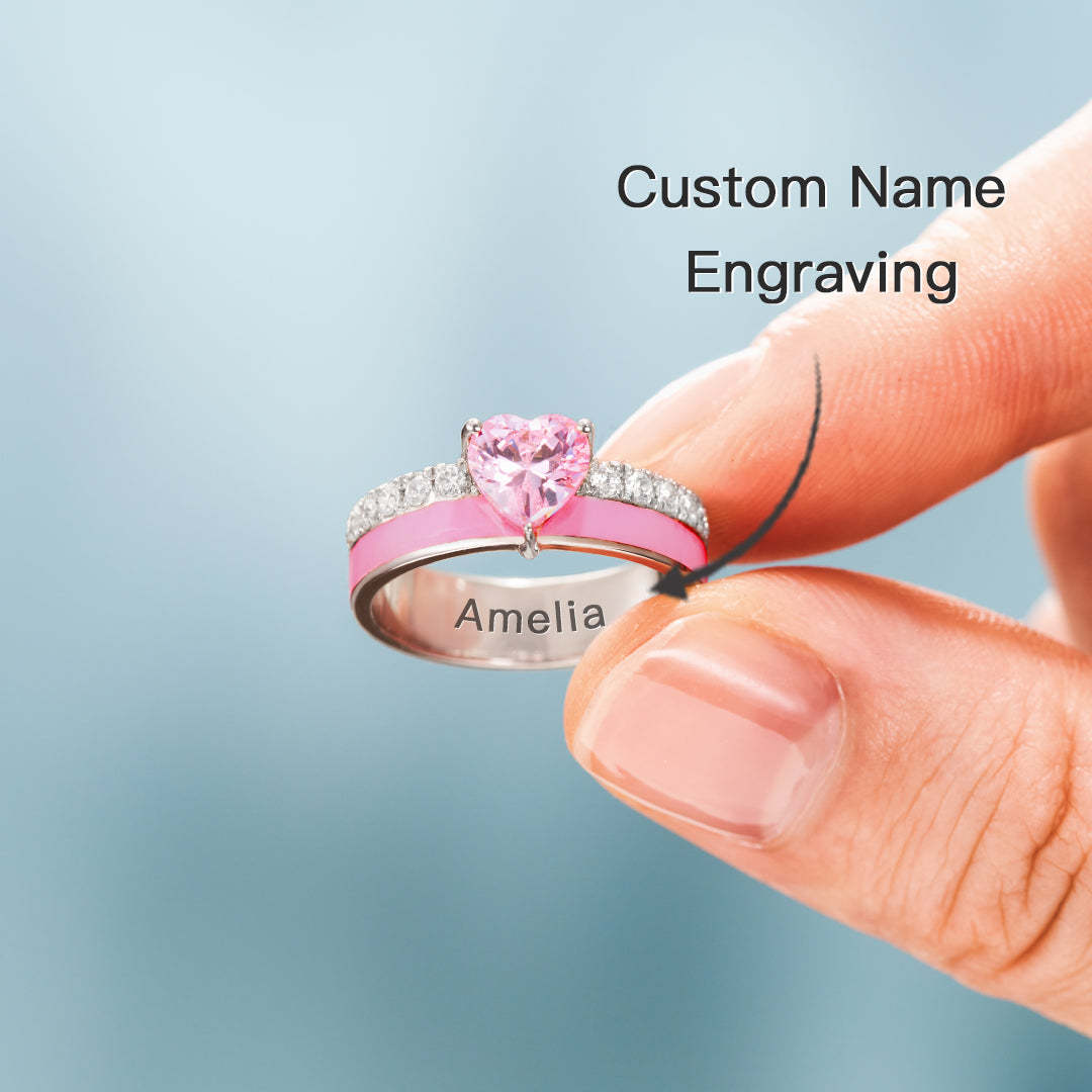 Breast Cancer Awareness And Never Give Up Heart Ring