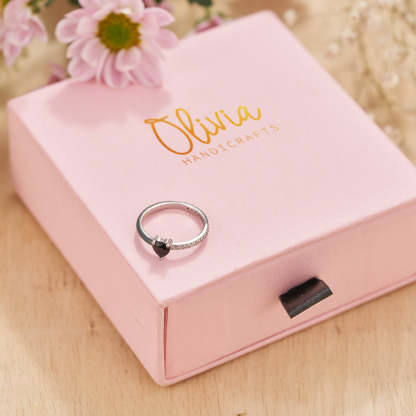 I'm Choosing My Peace Black Enamel Heart Ring