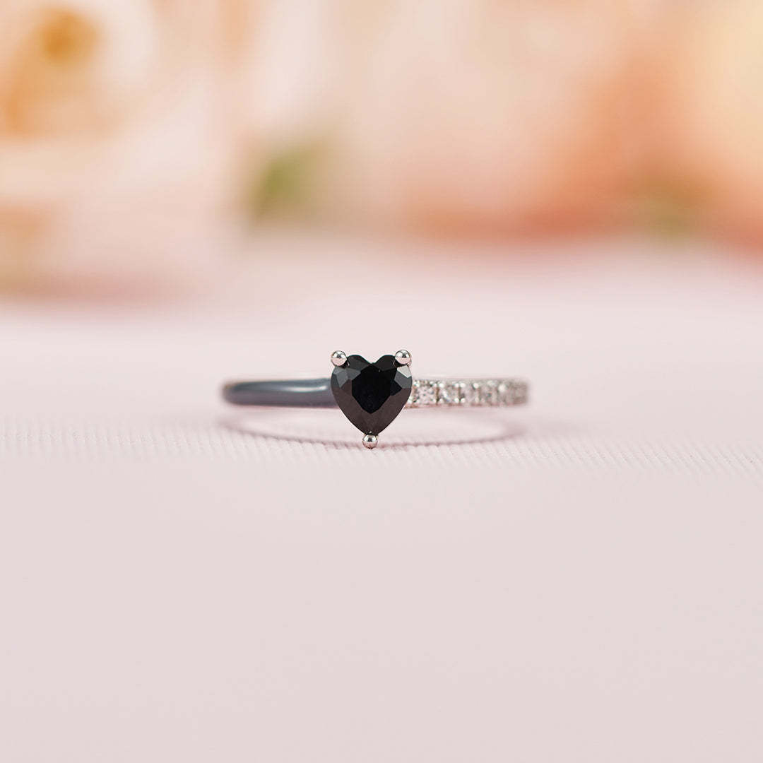 I'm Choosing My Peace Black Enamel Heart Ring