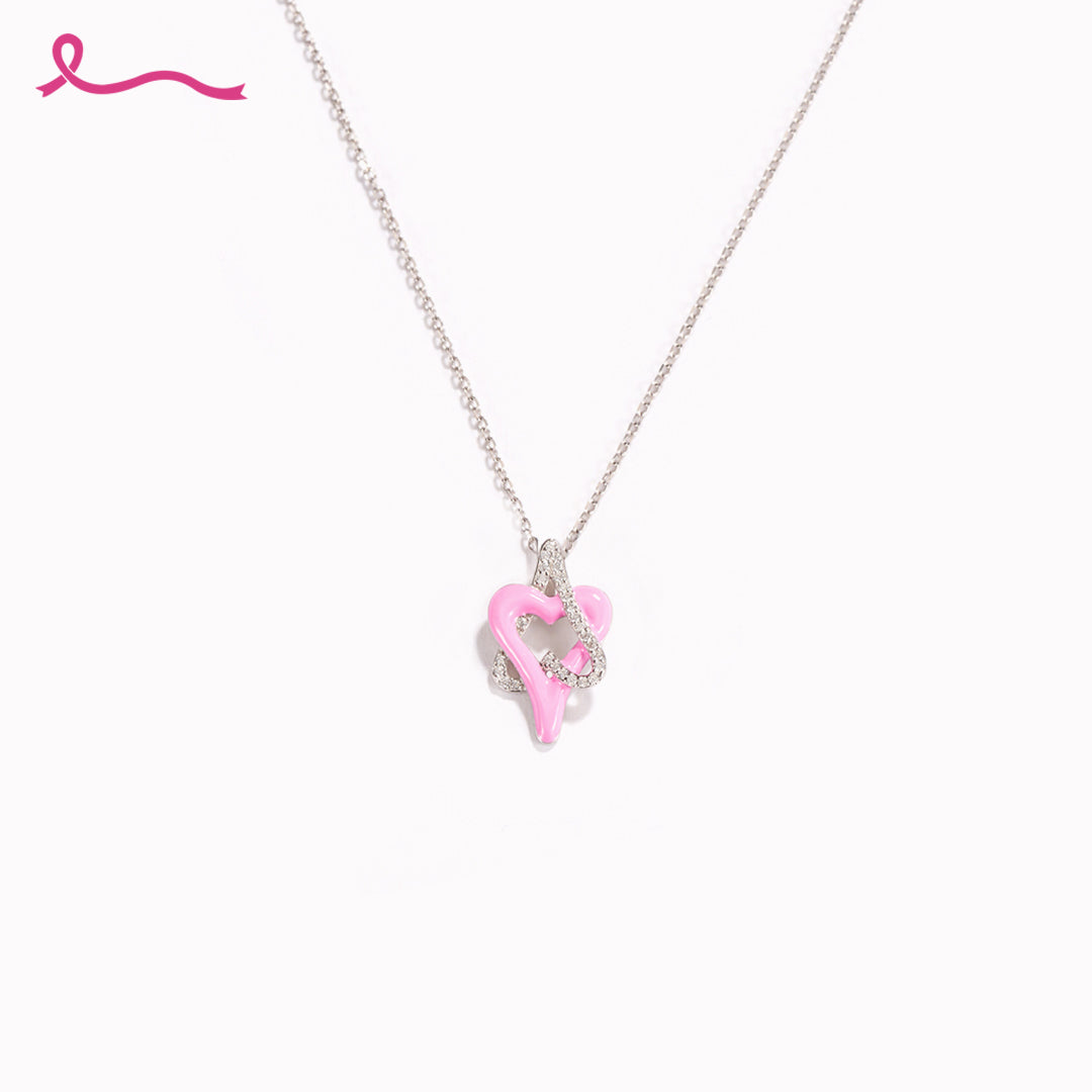 I Am Enough To Defeat Breast Cancer Pink Heart Necklace