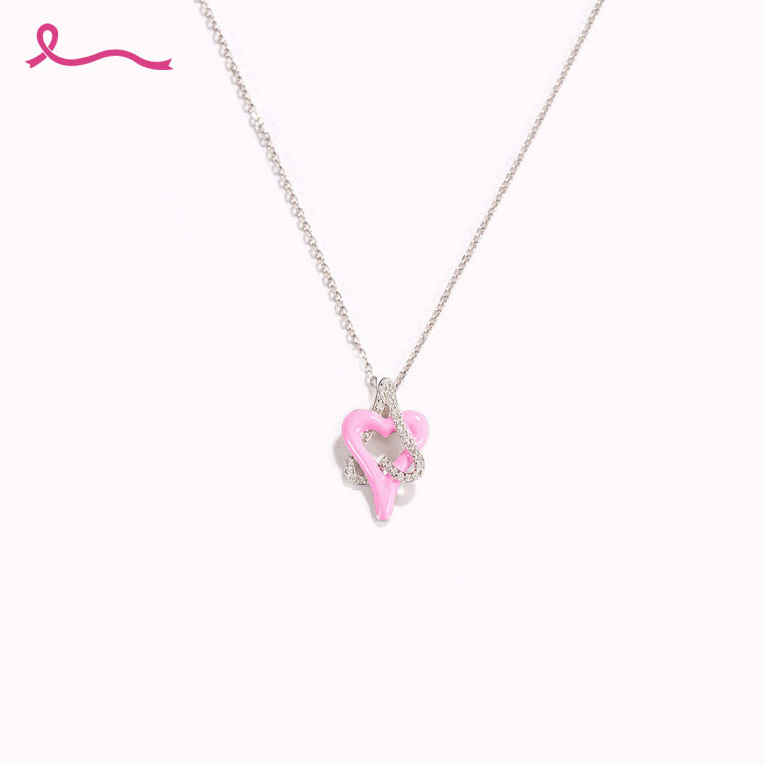 I Am Enough To Defeat Breast Cancer Pink Heart Necklace