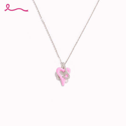 I Am Enough To Defeat Breast Cancer Pink Heart Necklace