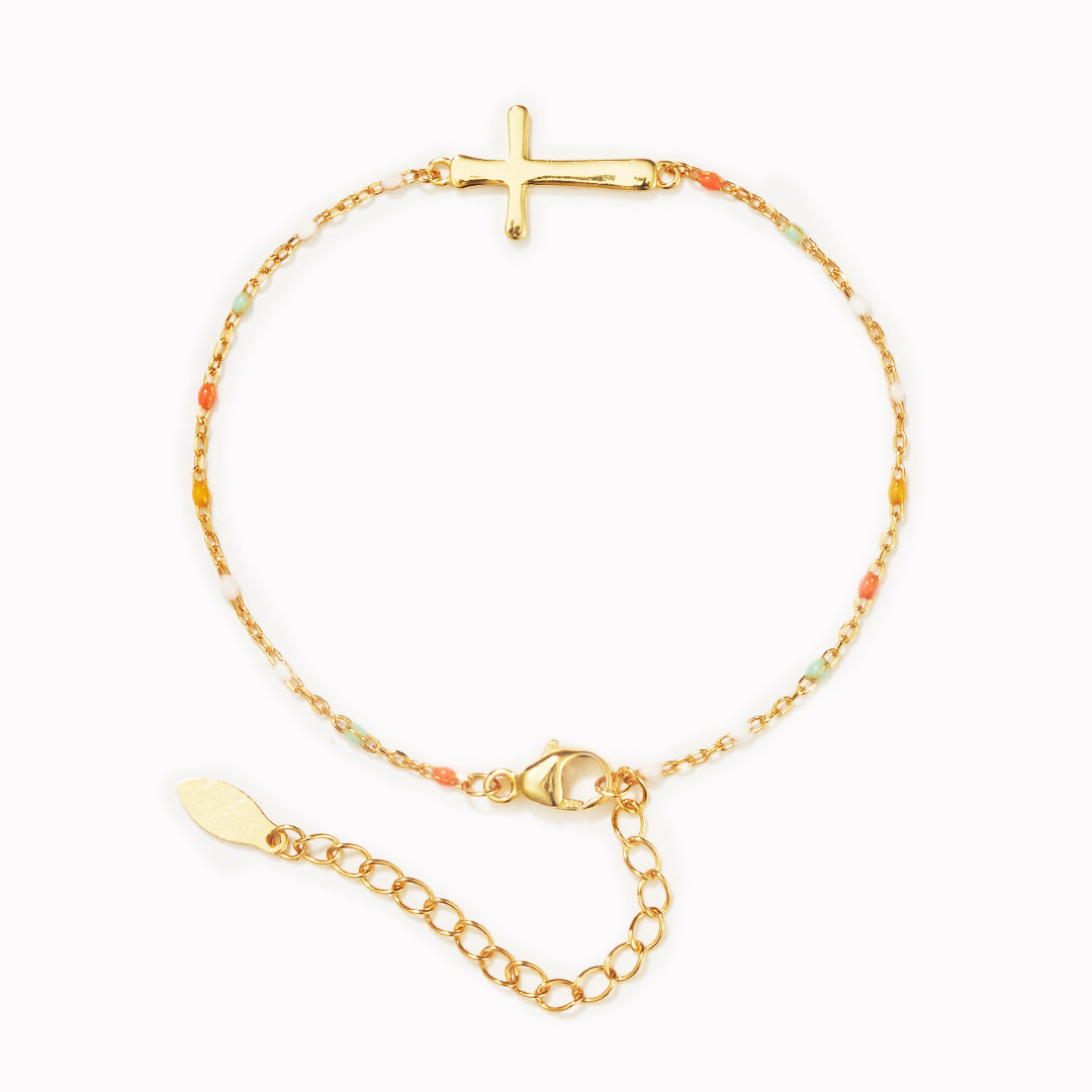 Pray And Never Quit Cross Bracelet
