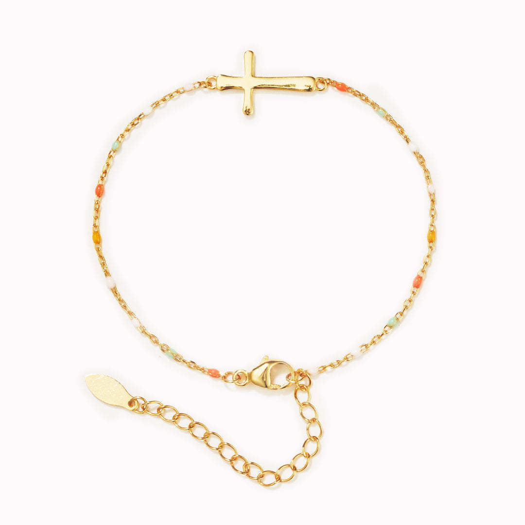 Pray And Never Quit Cross Bracelet