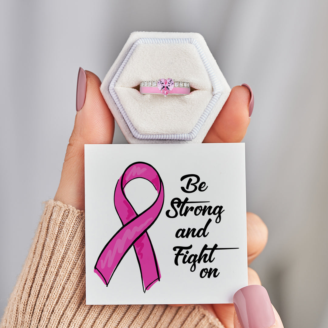 Be Strong And Fight On Heart Ring