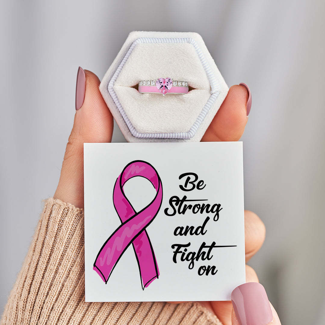 Be Strong And Fight On Heart Ring