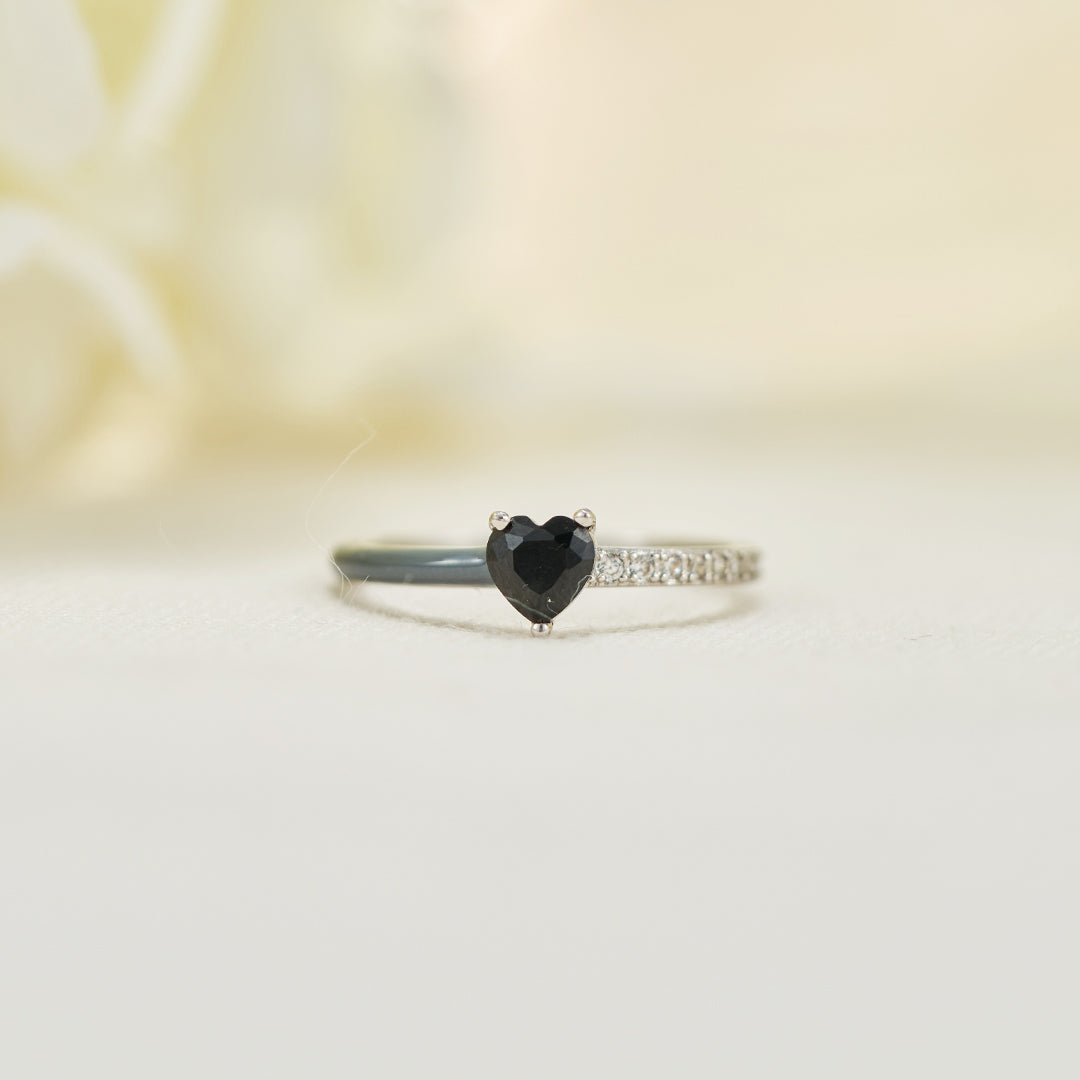 I'm Choosing My Peace Black Enamel Heart Ring