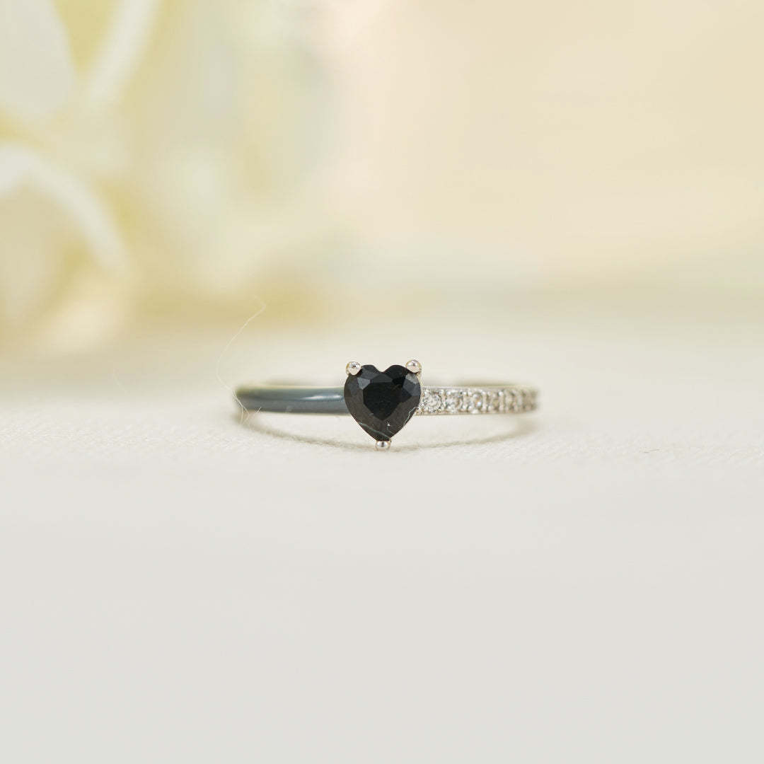 I'm Choosing My Peace Black Enamel Heart Ring