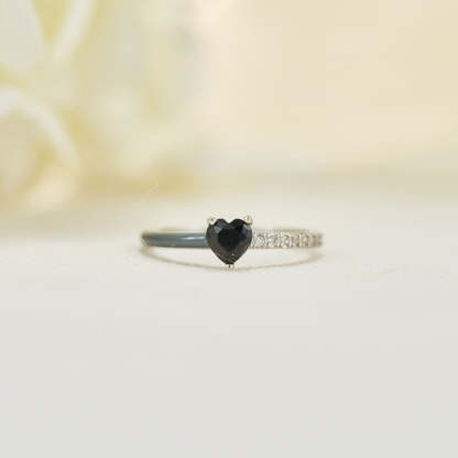 I'm Choosing My Peace Black Enamel Heart Ring