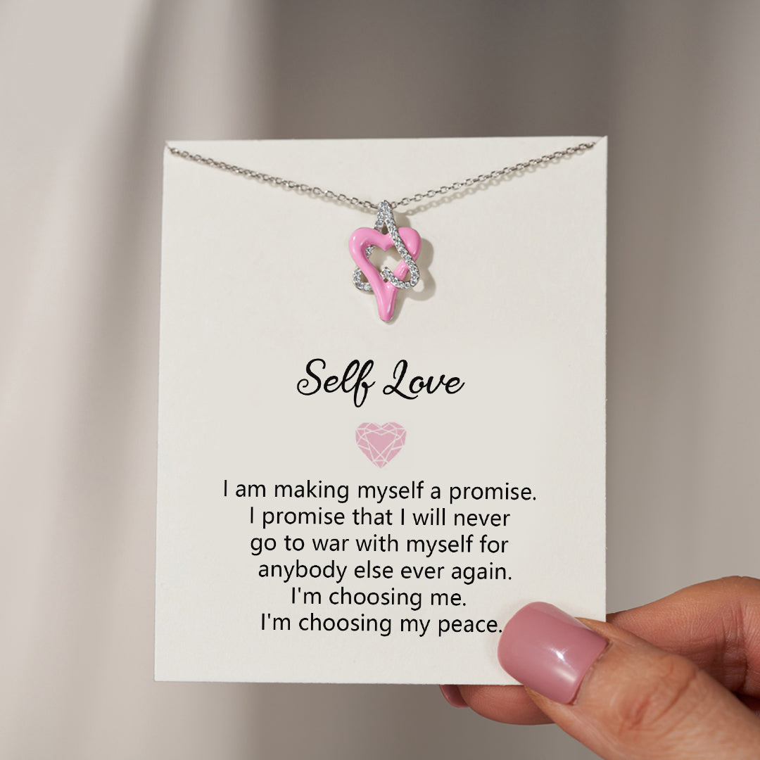 Choosing My Peace Pink Enamel Self Love Neckalce