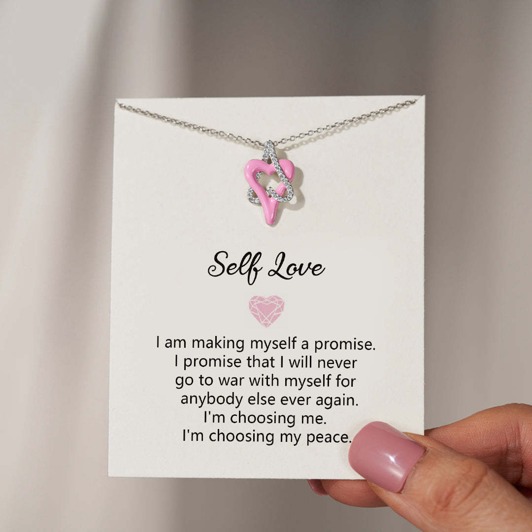 Choosing My Peace Pink Enamel Self Love Neckalce