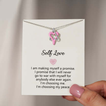 Choosing My Peace Pink Enamel Self Love Neckalce