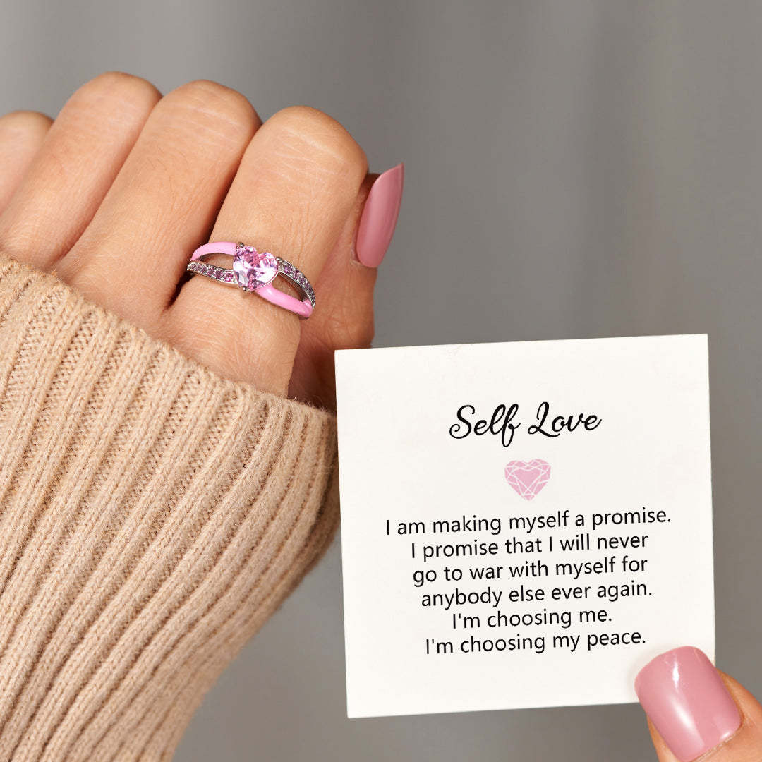 Choosing My Peace Pink Enamel Self Love Ring