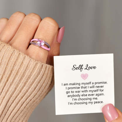 Choosing My Peace Pink Enamel Self Love Ring