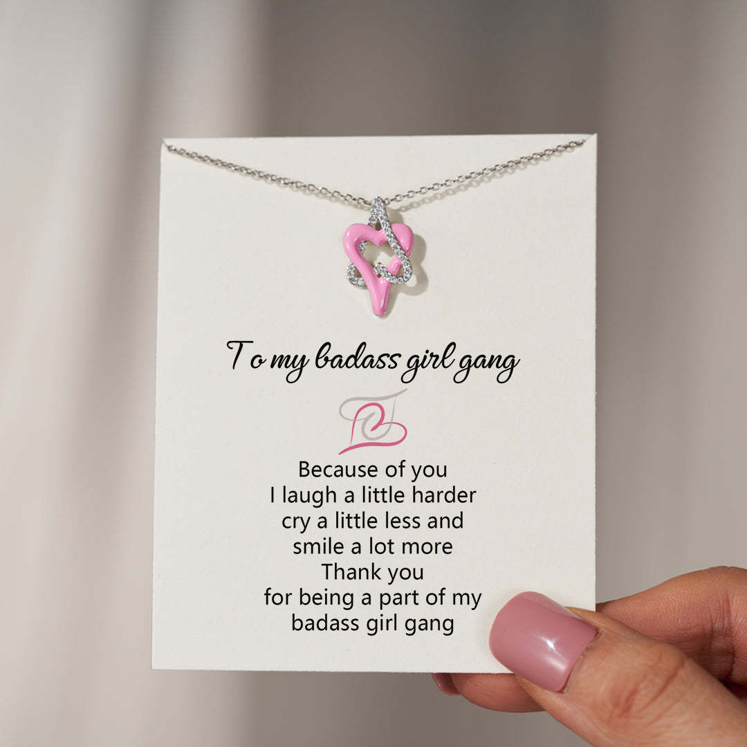 Badass Girl Gang Pink Heart Linked Neckalce