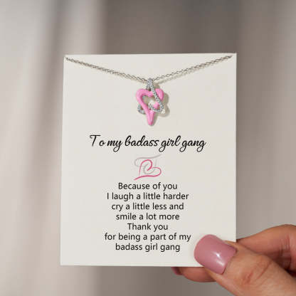 Badass Girl Gang Pink Heart Linked Neckalce