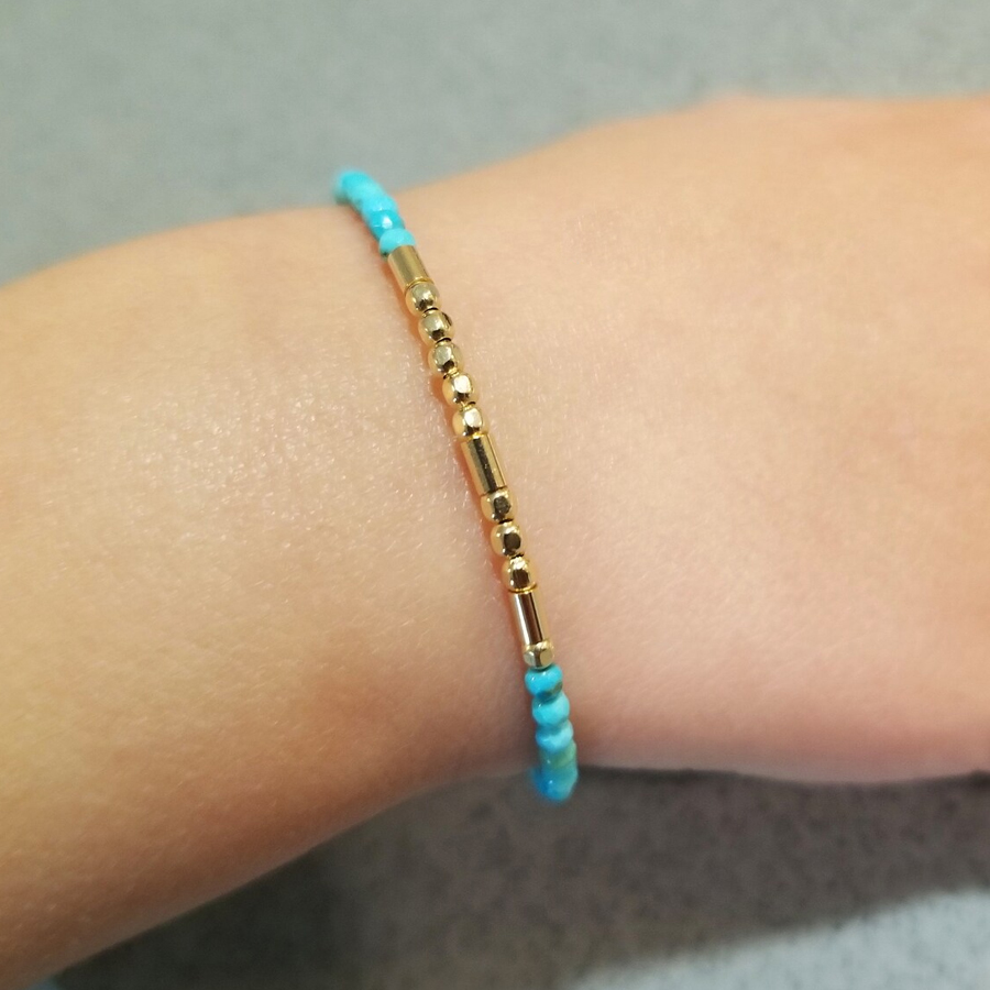Genuine Turquoise Gemstone Morse Code Bracelet