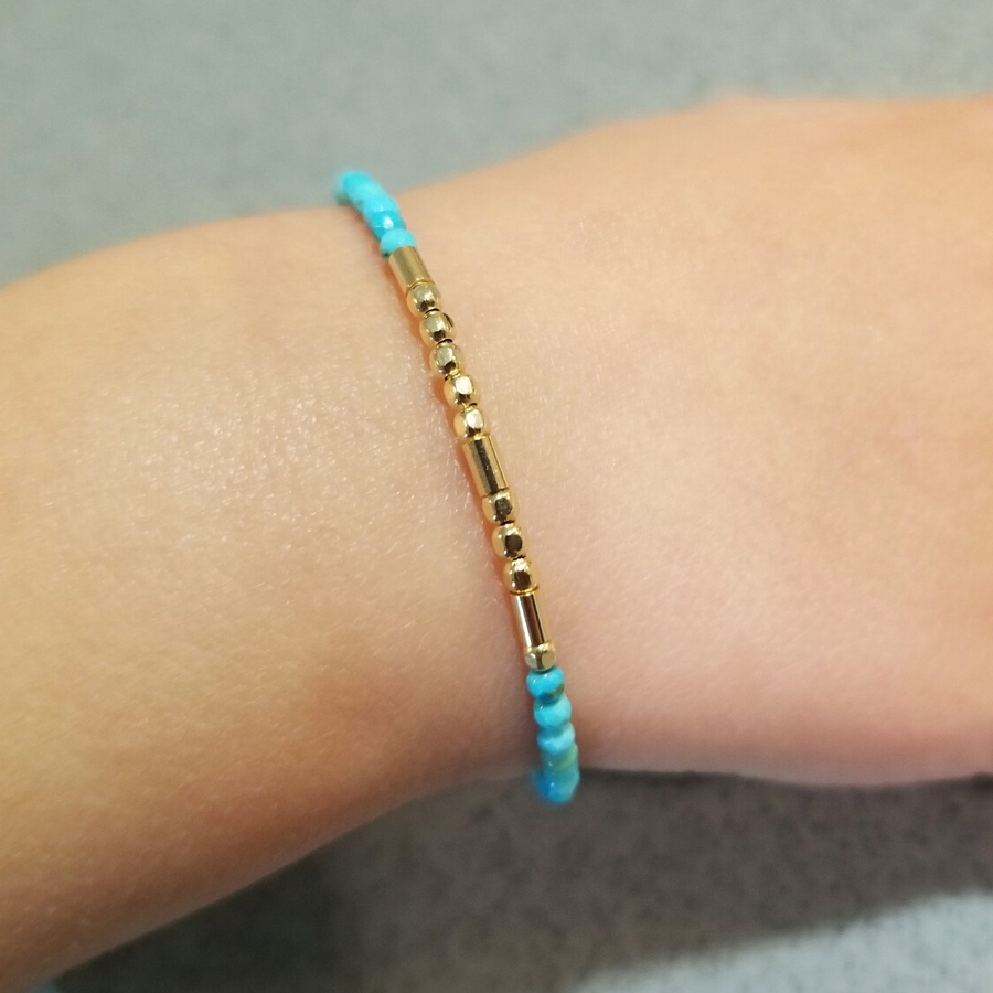 Genuine Turquoise Gemstone Morse Code Bracelet