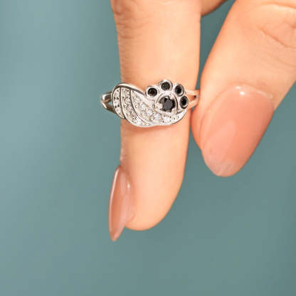 My Angel Always Near By Black Paw Wings Ring