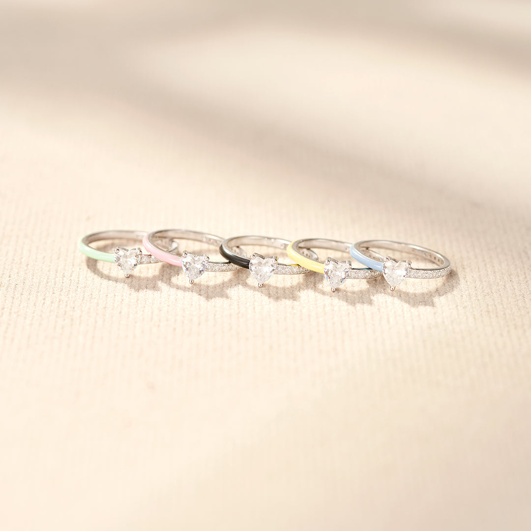 Matching Mother & Daughter Black Enamel Rings