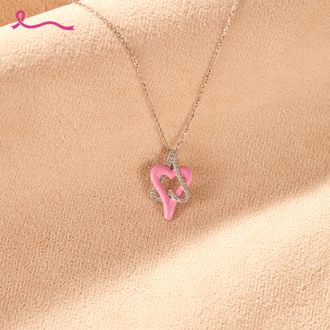 I Am Enough To Defeat Breast Cancer Pink Heart Necklace