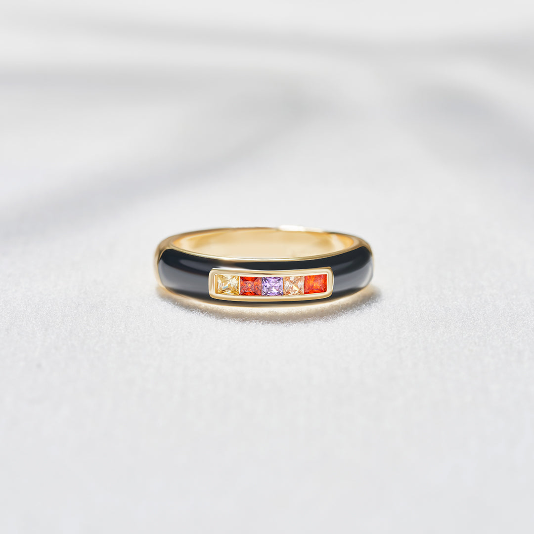 Enamel 1-5 Birthstone Bread Ring