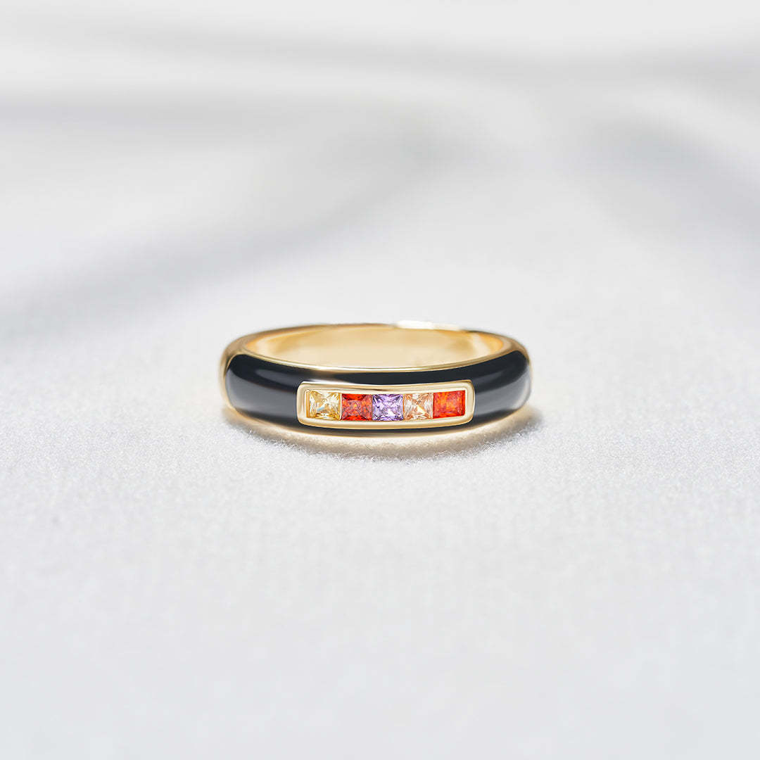 Enamel 1-5 Birthstone Bread Ring