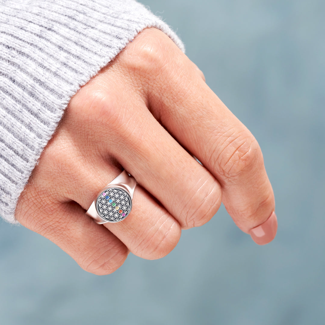 Breathe In Breathe Out And Move On Seven Chakras Ring