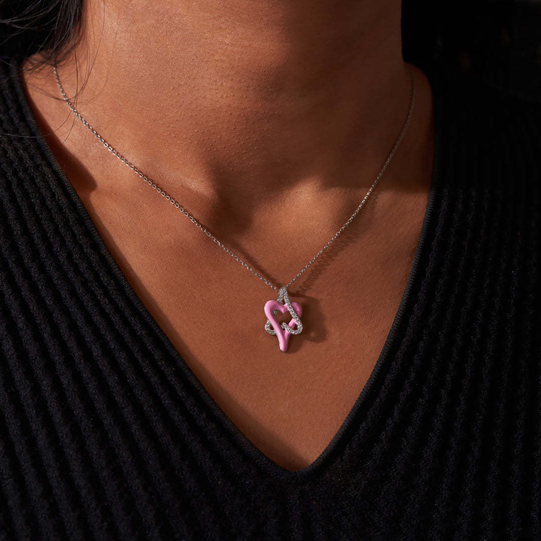 Choosing My Peace Pink Enamel Self Love Neckalce