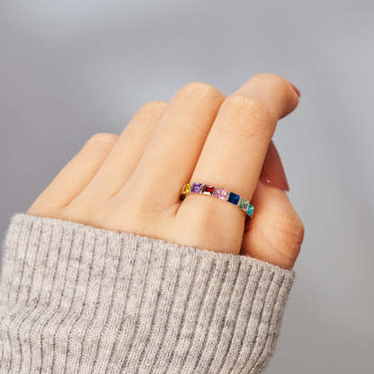 Personalized 1-7 Kids' Birthstone Square Ring