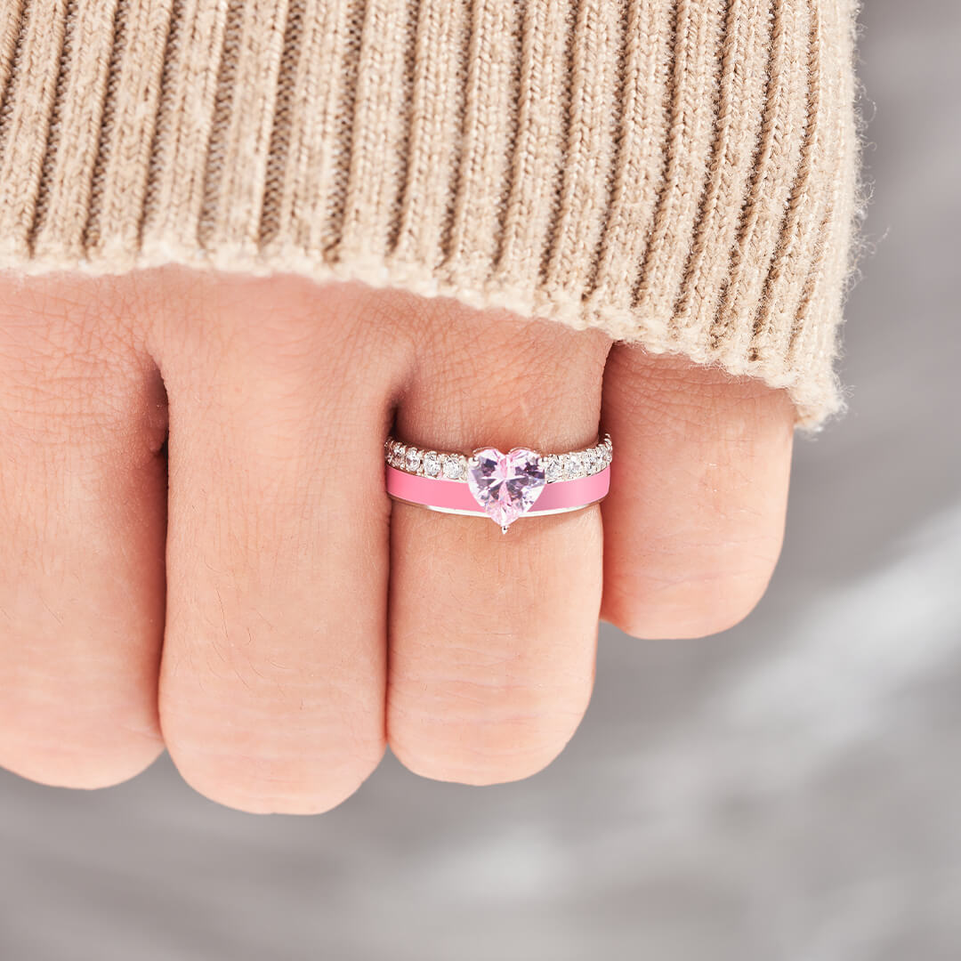 You Are Braver Pink Heart Ring