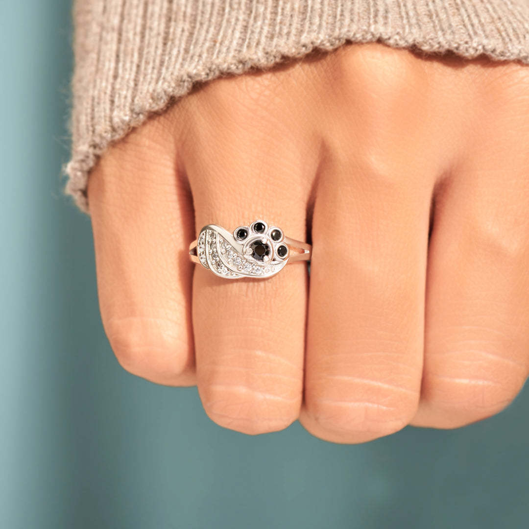 My Angel Always Near By Black Paw Wings Ring