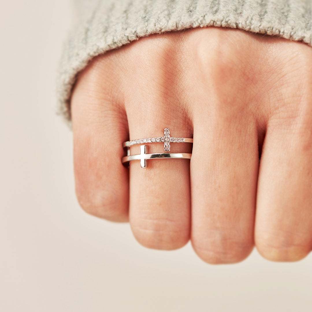 Matching Mother & Daughter Double Cross Rings