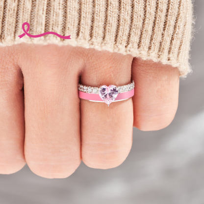 Breast Cancer Awareness And Never Give Up Heart Ring