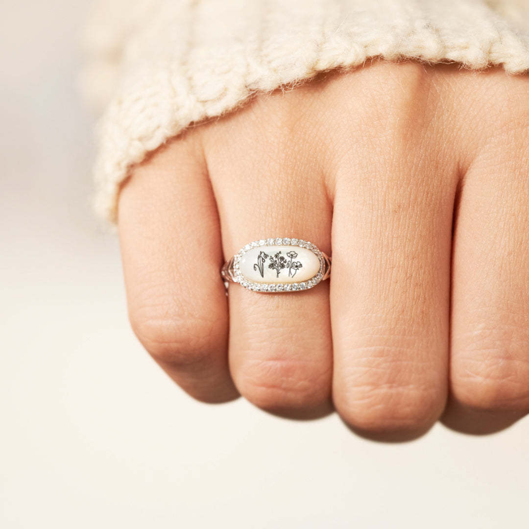 Keep All Those You Love Close Birth Flower Ring